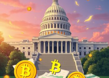 US Capitol with crypto tax and Bitcoin imagery representing new crypto tax legislation