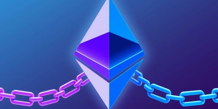 Ethereum logo splitting into two chains representing diverging wallet standards