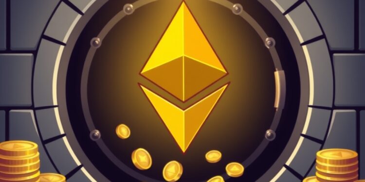 Ethereum coins leaving an exchange vault representing historic ETH outflows and supply scarcity