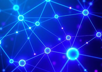 Interconnected blockchain nodes and glowing transaction pathways representing an Ethereum network upgrade