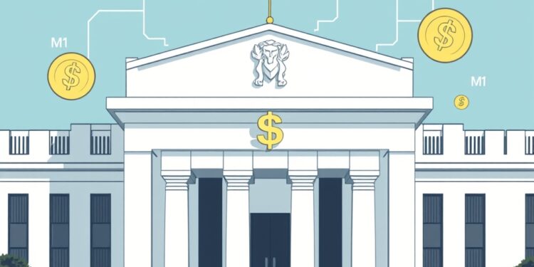 Digital dollars and Federal Reserve money supply data illustration