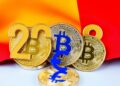 Germany crypto tax proposal concept with Bitcoin and German flag