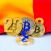 Germany crypto tax proposal concept with Bitcoin and German flag