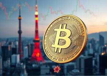 Bitcoin against Japanese bond market and Tokyo skyline representing macro pressure on BTC
