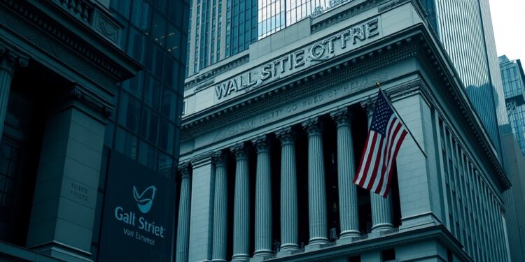 Traditional stock exchange imagery merging with crypto, representing a Nasdaq-Kraken partnership