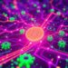 Solana blockchain network upgrade with glowing code nodes and data streams