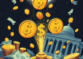 Stablecoin tokens flowing into US Treasury bonds representing dollar dominance