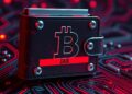 Hardware crypto wallet data breach and privacy warning concept illustration