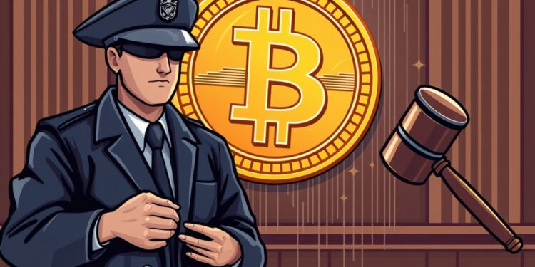 Illustration of stablecoin transactions traced on a blockchain ledger in an enforcement case