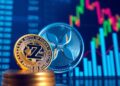 XRP Ripple coin beside ETF investment inflow charts