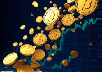 Stream of altcoins flowing into a cryptocurrency exchange with trading charts