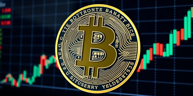 Bitcoin against a rising US Treasury bond yield chart