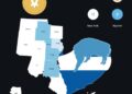 New York and Wyoming coordinating crypto oversight over a US state map