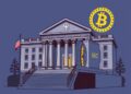 SEC building with a crypto custody vault concept
