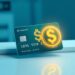 Stablecoin digital payment card with a glowing dollar-pegged crypto coin